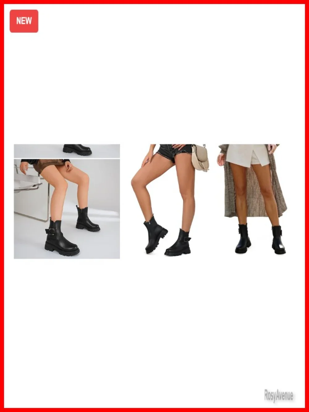 Chelsea Boots Women Ankle Booties Lug Sole Short Boots Round Toe Motorcycle
